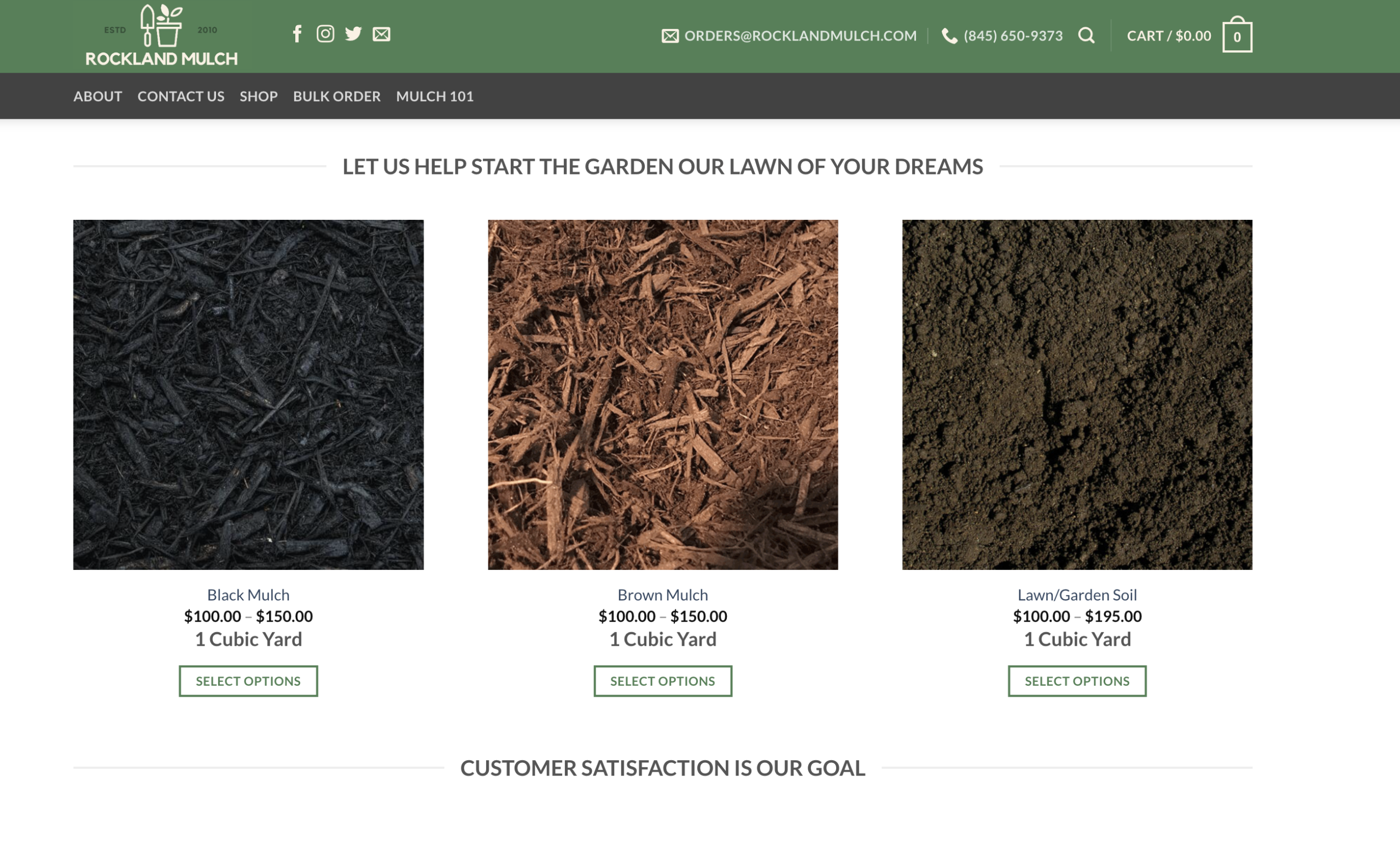 Rockland Mulch website screenshot