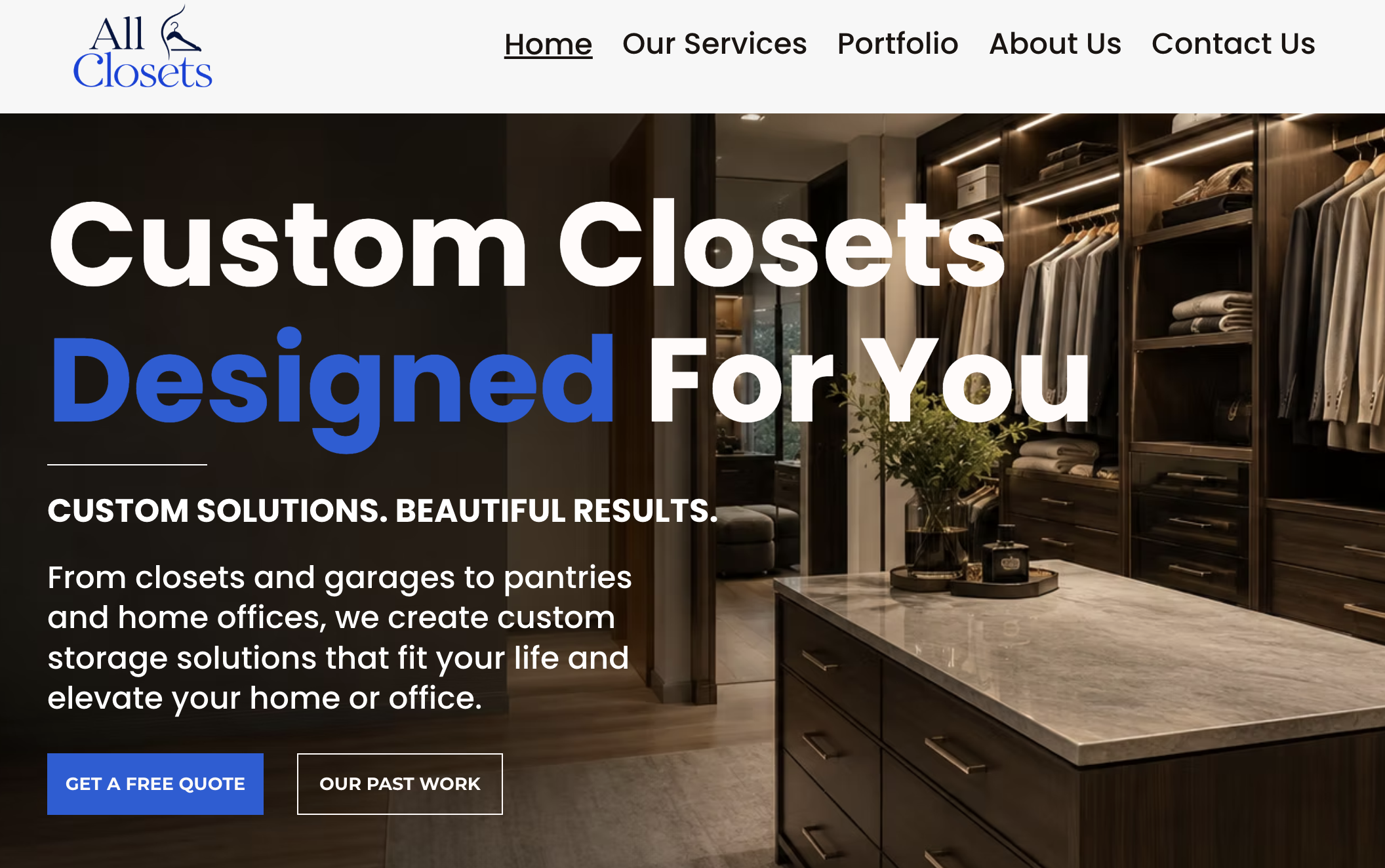 All Closets Home website screenshot